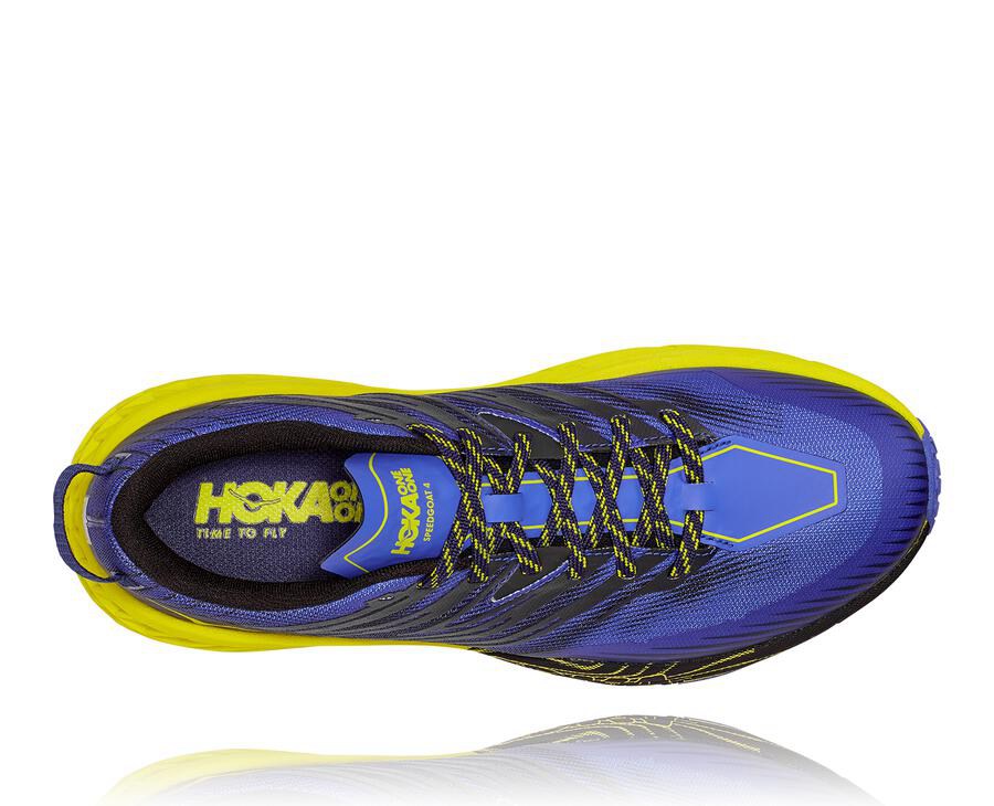 Trail Shoes Mens - Hoka One One Speedgoat 4 - Blue/Green - BQPFWAI-20